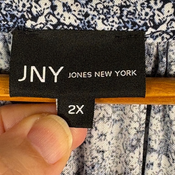 Jones New York Women ¾ Sleeve Split Neck Blouse Top Sz 2X Coastal Beachy Comfort - Picture 6 of 12